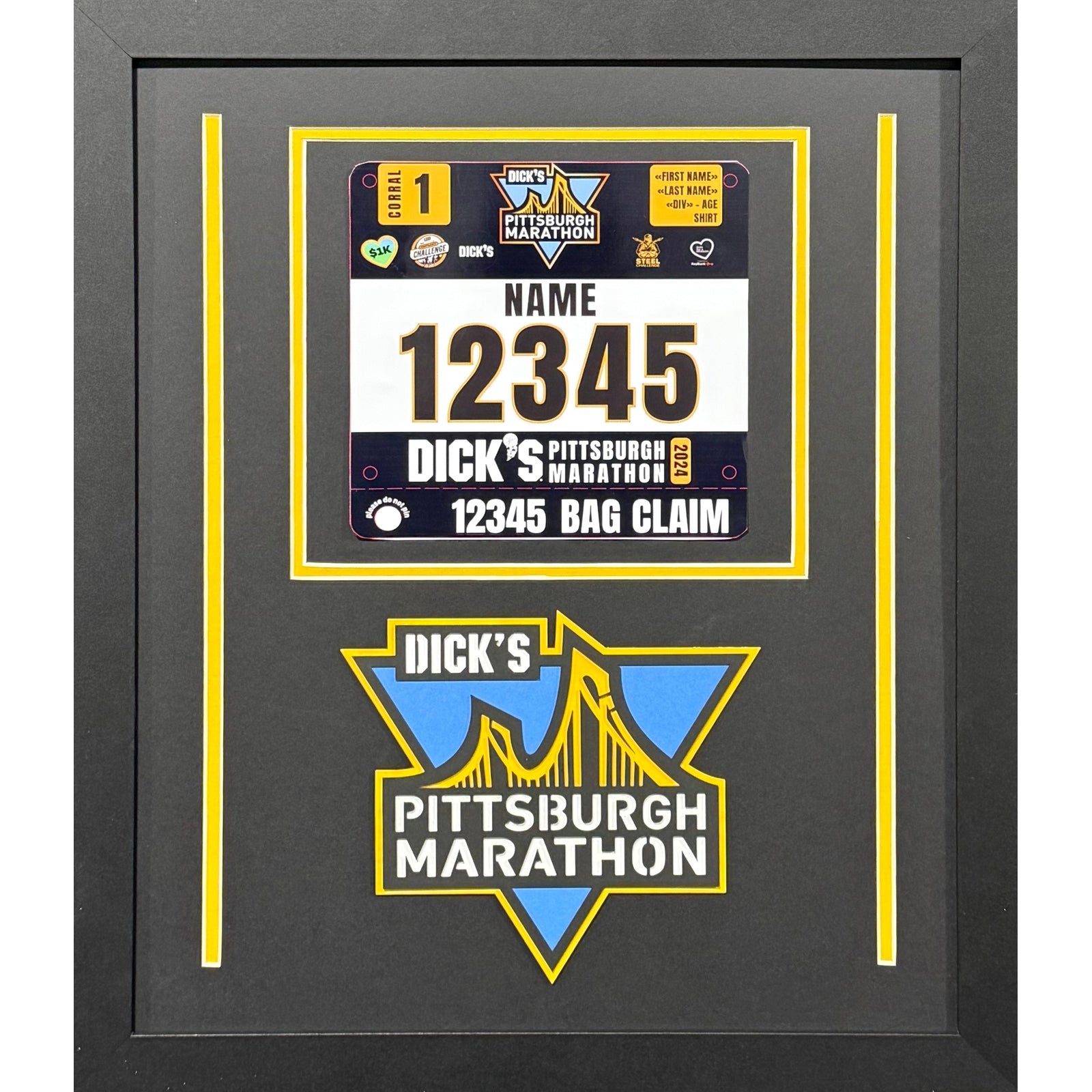 Pittsburgh Marathon Custom Bib Frame w Laser Logo PM2_ 1