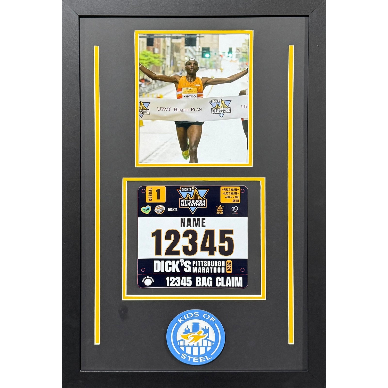 Pittsburgh Marathon Kids of Steel Custom 8x10 Portrait & Bib Frame w Laser Logo PM5_ 1