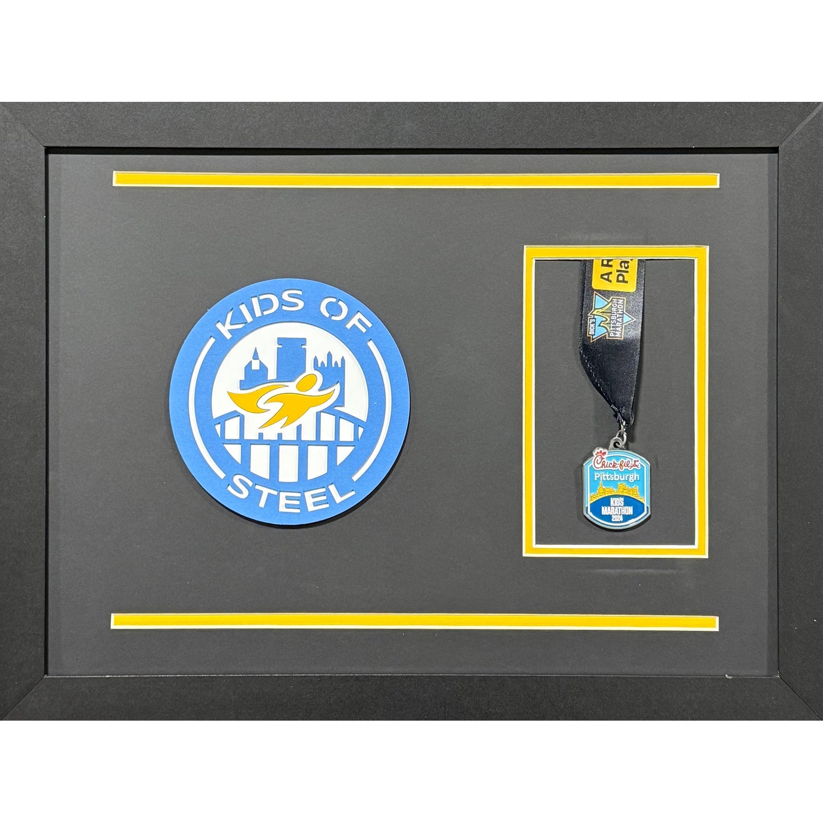 Pittsburgh Marathon Kids of Steel Custom Medal Frame w Laser Logo PM1_ 1