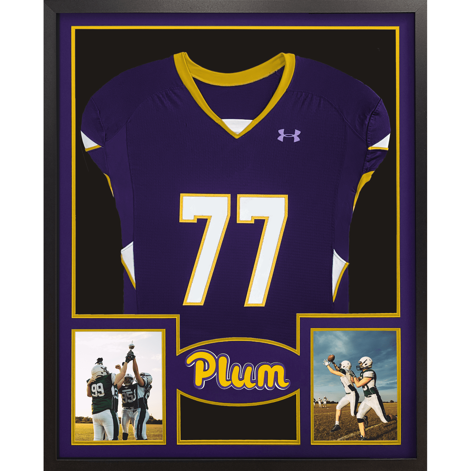 Plum Mustangs Premier Large Framed Jersey with Dual Photo Displays_ 1