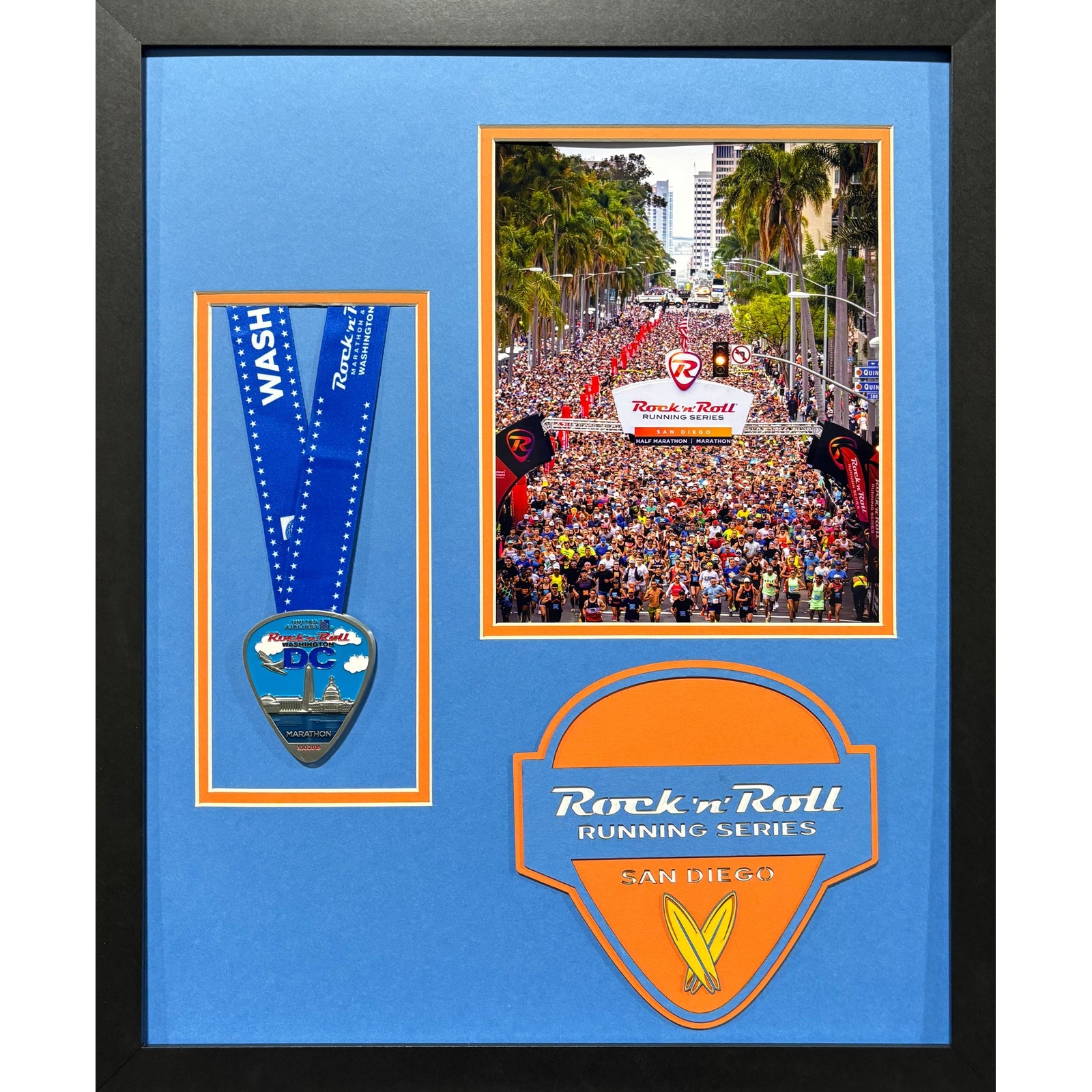 San Diego Rock N Roll Running Marathon Custom 8x10 Portrait & Medal Frame w Laser Logo PM6_ 1