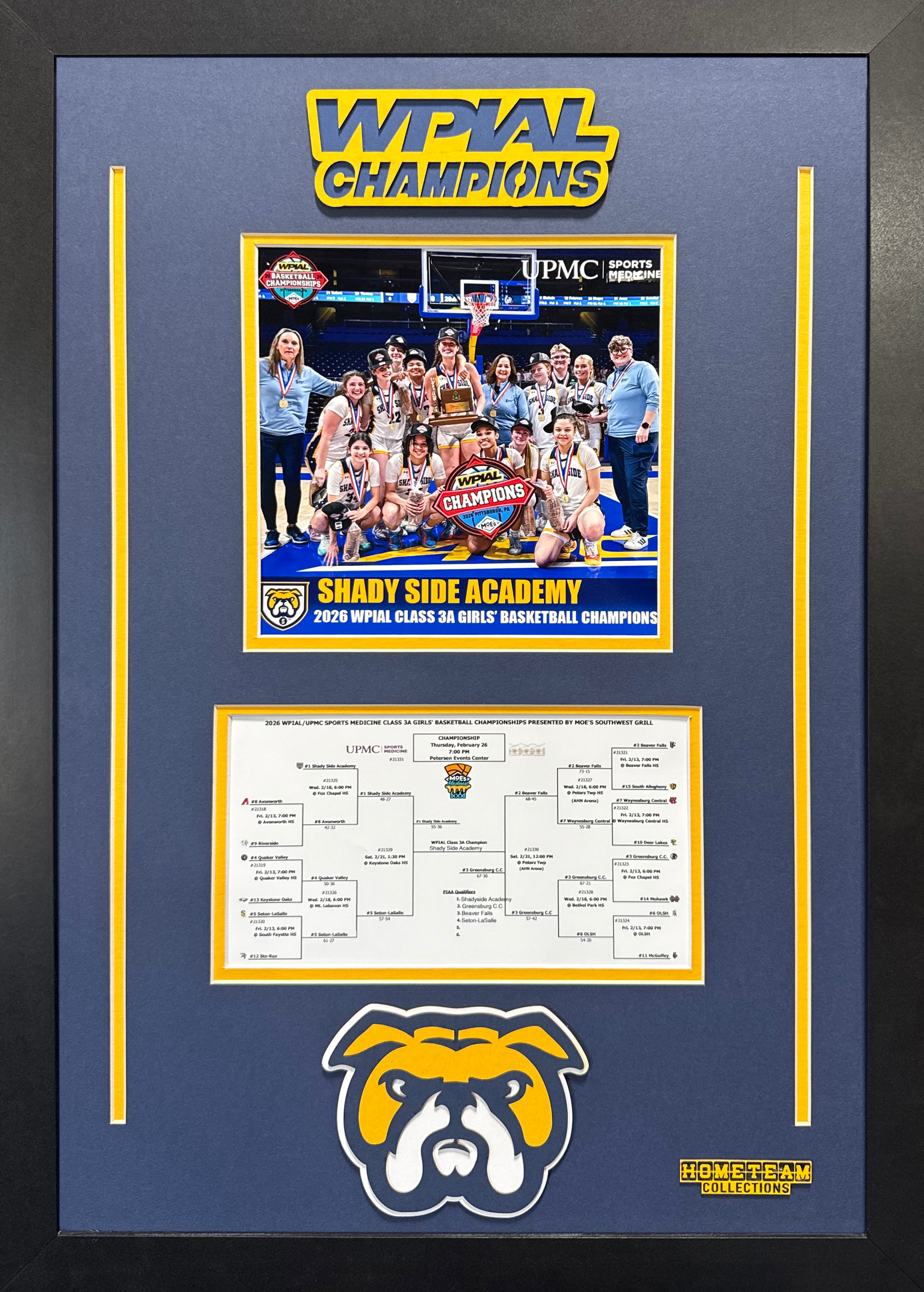 Shady Side Academy Custom Frame 8x10 Photo 2026 Girls Basketball 3A WPIAL CHAMPION Bracket Team Picture