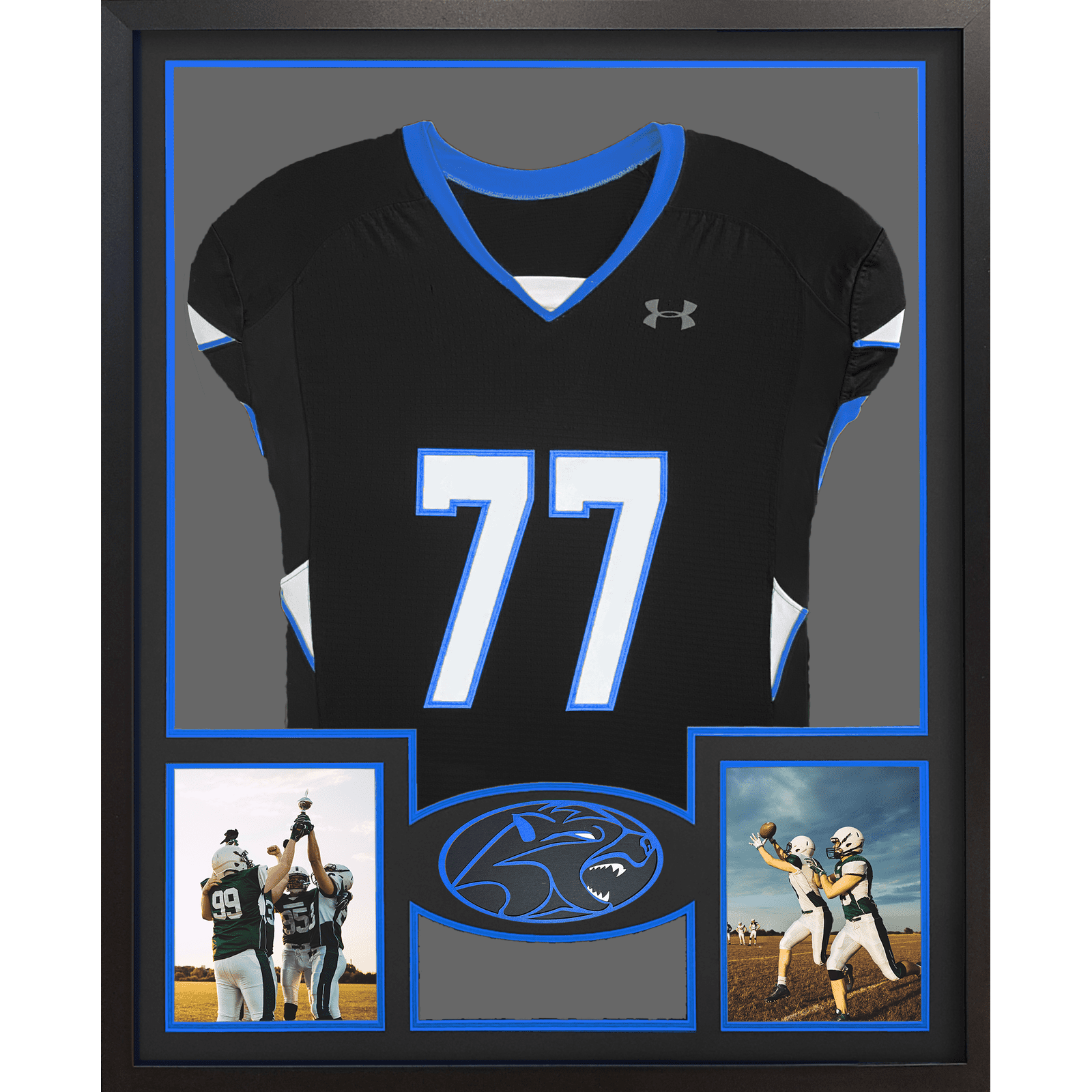Woodland Hills Wolverines Premier Large Framed Jersey with Dual Photo Displays_ 1